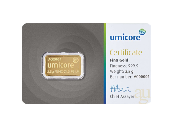 2,5 g Goldbarren Umicore – Bild 2